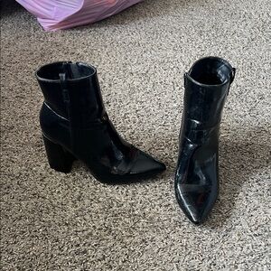 Nasty Gal Shiny Black Ankle Booties
